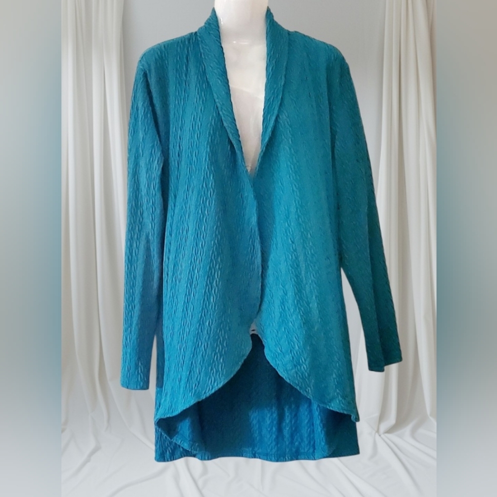 Elegant Teal Open Front Blazer